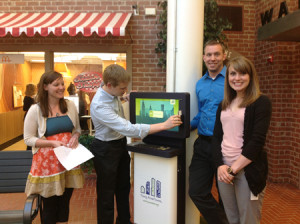 One of four brand-new kiosks where students can check account balances and order personalized gifts.