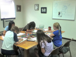 The first art class in Mary's new studio.