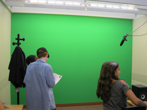 The "green screen" in the TV Station.