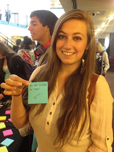 High school students shared great business ideas on Post-It notes.
