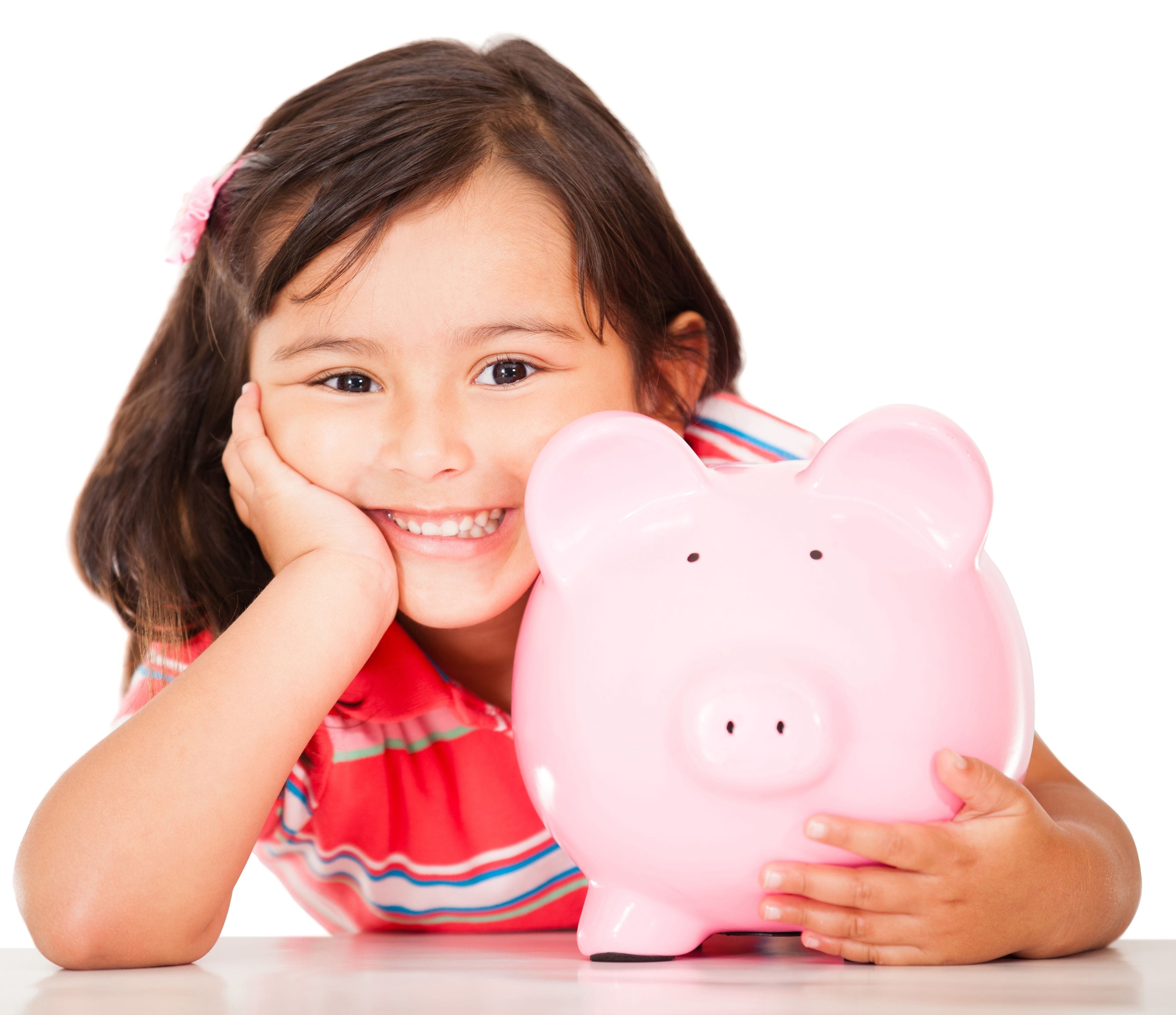 Little Girl with Piggy Bank