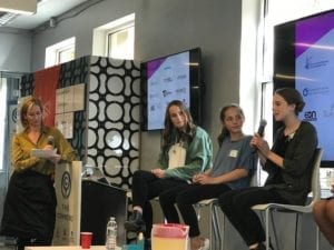 Traci Lounsbury moderates a panel of YouthBiz entrepreneurs
