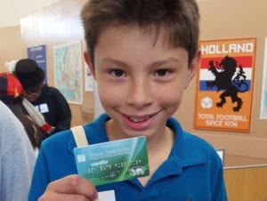 International Towne students gain hands-on experience using a credit card.
