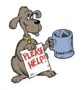 Please Help Donation Dog Iconography