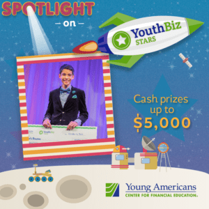 Spotlight on YouthBiz Stars is Young Americans Center for Financial Education’s chance to celebrate Colorado’s top youth entrepreneurs!  This annual gala event recognizes entrepreneurs in 3 categories, Ages 6-11, Ages 12-15 and Ages 16-21, and awards cash prizes to a winner and two finalists in each category. We are excited to announce that we’ve added a new category and that we’ve made a few changes in our cash prizes for the 2019 competition.  As YouthBiz has grown as a program, we want to provide more for our young entrepreneurs to help them grow, too! Spotlight on YouthBiz Stars Gabriel Nagel