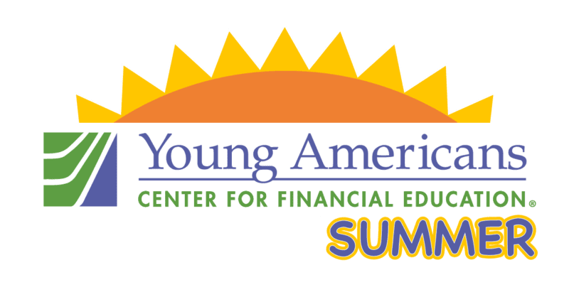 Young Americans Center for Financial Education Summer Camp Logo Iconography