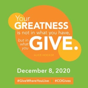 Colorado Gives Day Social Media Post: Your Greatness is Not in What You Have, But What You Give 2021 Iconography