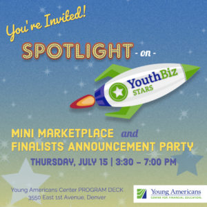 You're invited! Join the finalist mini marketplace announcement party and mini marketplace on Thursday, July 15th from 3:30 to 7:30 pm.