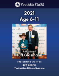 Tuff Glasmann and Jeff Bennis pose with Tuff's Spotlight on YouthBiz Stars Award